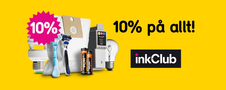 inkClub 10% rabatt p&aring; allt!